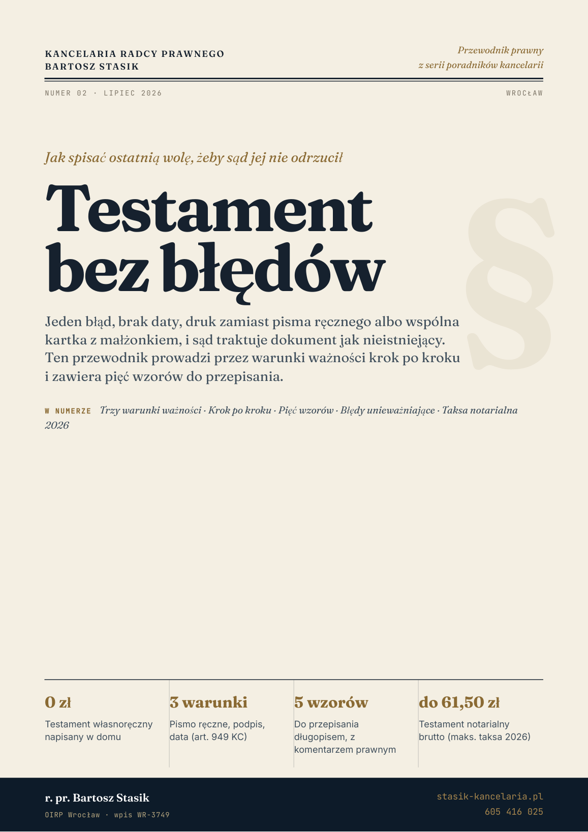 Okładka przewodnika Testament bez błędów 2026